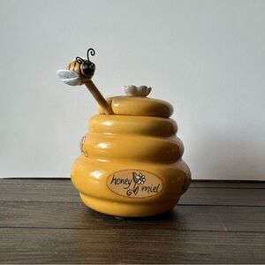 Honey Miel Yellow Honey Pot with Bee Spoon